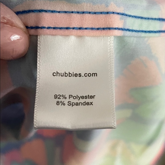 Chubbies Men's Vibrant Geometric Palm Shirt - Blue, Pink, Orange - Picture 3 of 8